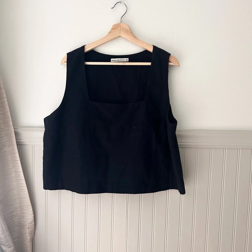 🖤 Abercrombie & Fitch Linen-Blend Crop Top – Size XL - Picture 2 of 5